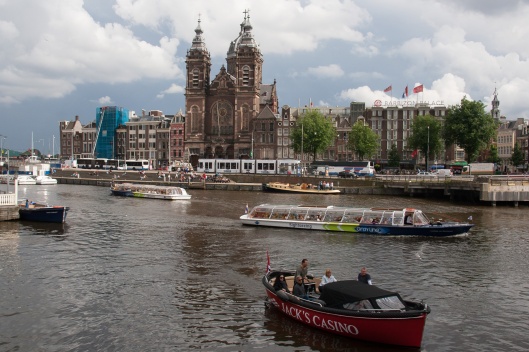 Amsterdam canal, and Church of St. Nicholas